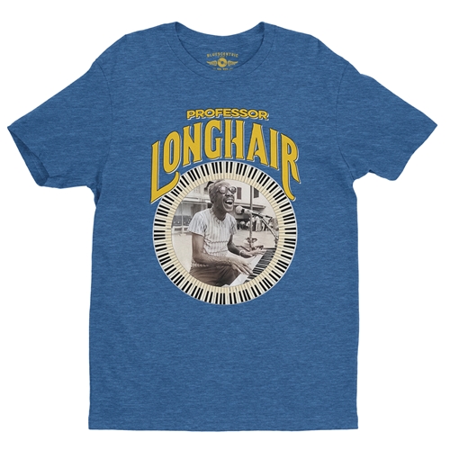 Professor Longhair Piano T-Shirt - Lightweight Vintage Style - vintageheatherroyalblue