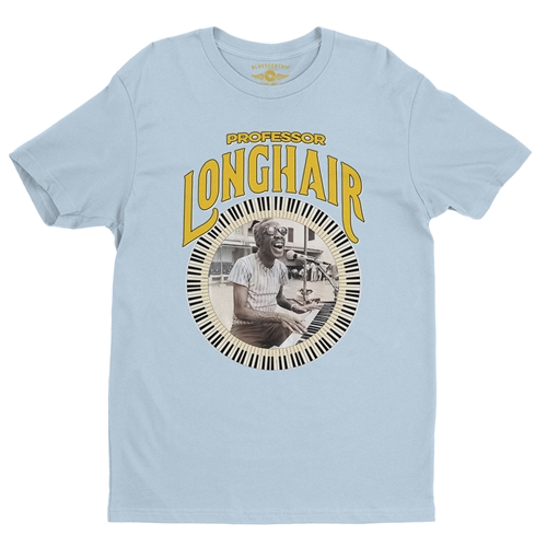 Professor Longhair Piano T-Shirt - Lightweight Vintage Style - vintagethrowbackblue