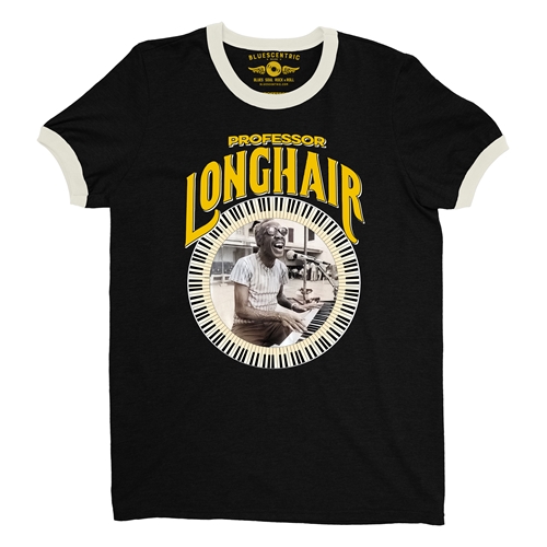 Professor Longhair Piano Ringer T-Shirt - ringerblackcreamtrim