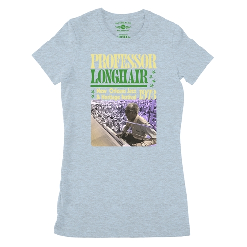 Professor Longhair Jazz Fest Ladies T Shirt - Relaxed Fit - ladiesheatherprismblue