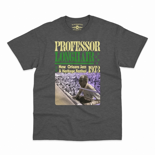 Professor Longhair Jazz Fest T-Shirt - Classic Heavy Cotton - classicheathergrey