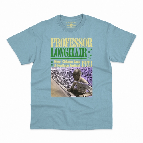 Professor Longhair Jazz Fest T-Shirt - Classic Heavy Cotton - classiclightblue