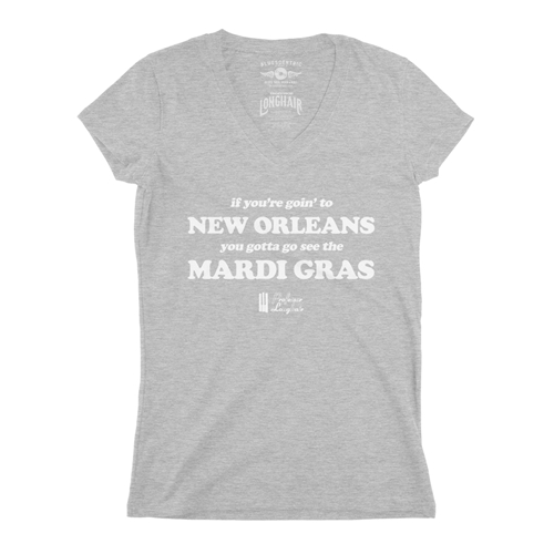 Professor Longhair Mardi Gras V-Neck T Shirt - Women