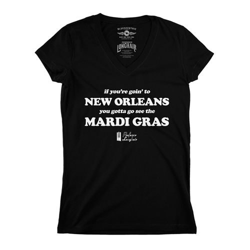 Professor Longhair Mardi Gras V-Neck T Shirt - Women