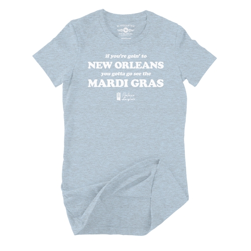 Professor Longhair Mardi Gras Ladies T Shirt - Relaxed Fit - ladiesheatherprismblue