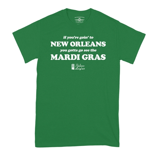 Professor Longhair Mardi Gras T-Shirt - Classic Heavy Cotton - classickellygreen