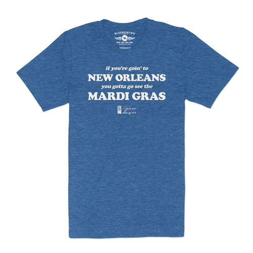 Professor Longhair Mardi Gras T-Shirt - Lightweight Vintage Style - vintageheatherroyalblue