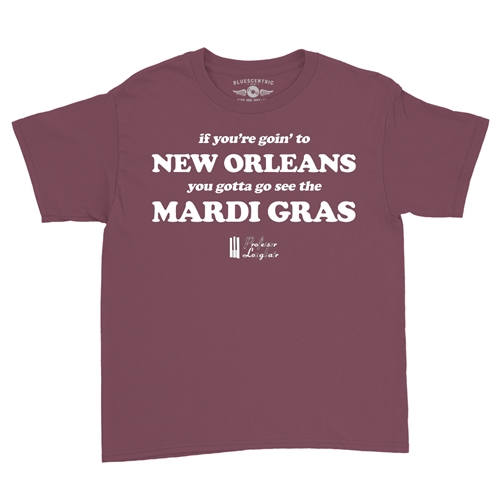 Professor Longhair Mardi Gras Youth T-Shirt - Lightweight Vintage Children & Toddlers - youthheathermaroon