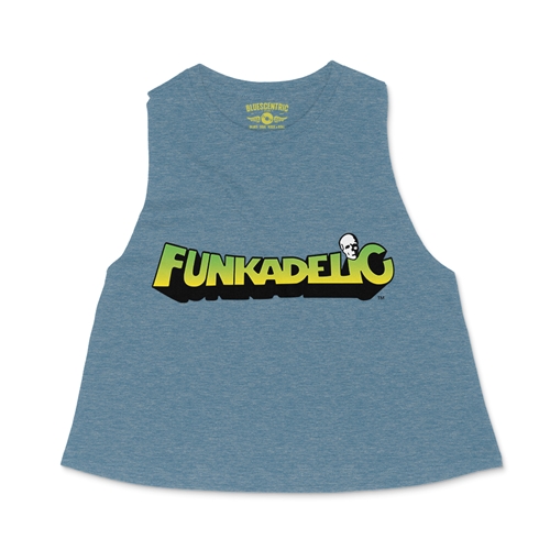 Green and Yellow Funkadelic Logo Racerback Crop Top - Women