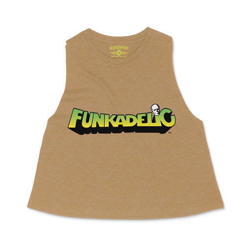 Green and Yellow Funkadelic Logo Racerback Crop Top - Women