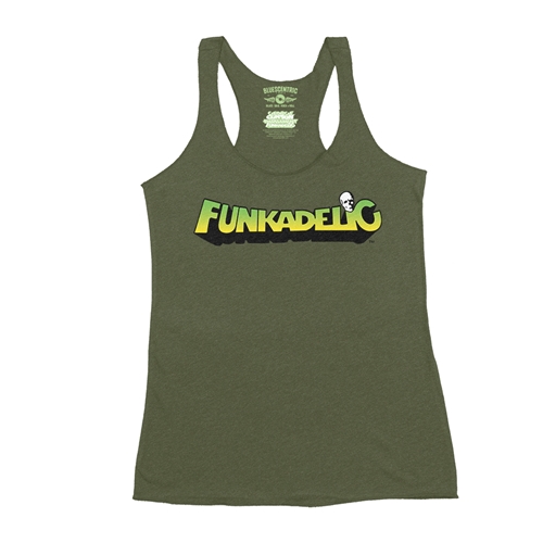 Green and Yellow Funkadelic Logo Racerback Tank - Women