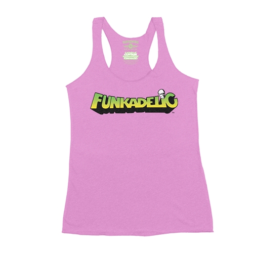 Green and Yellow Funkadelic Logo Racerback Tank - Women