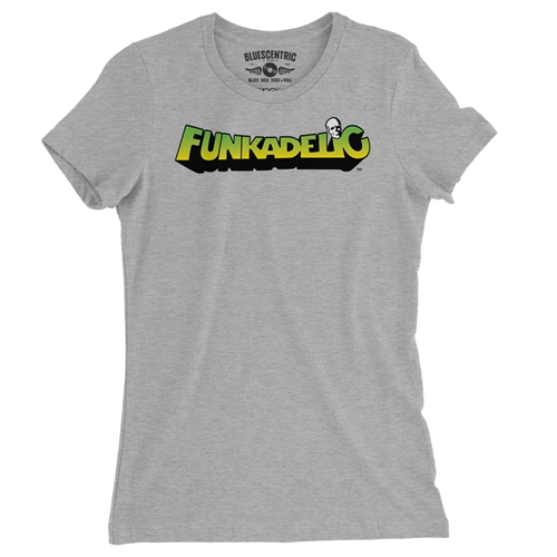 Green and Yellow Funkadelic Logo Ladies T Shirt - Relaxed Fit - ladiesathleticheather