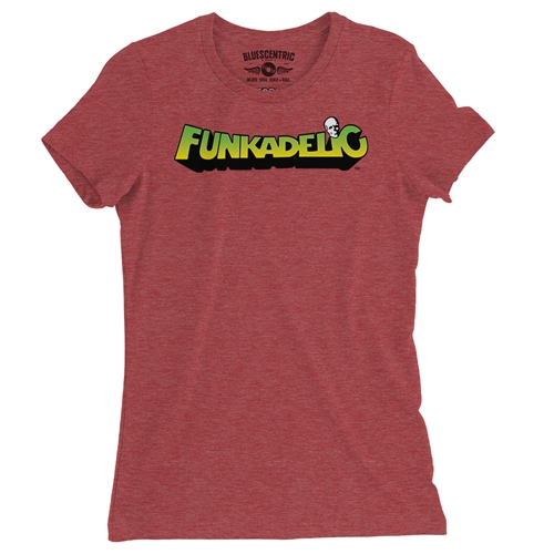 Green and Yellow Funkadelic Logo Ladies T Shirt - Relaxed Fit - ladiesheatherred