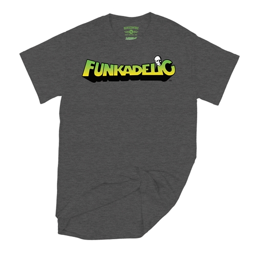 Green and Yellow Funkadelic Logo T-Shirt - Classic Heavy Cotton - classicheathergrey