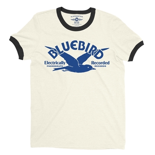 CLEARANCE - 2XL Natural Bluebird Records Logo Ringer T-Shirt