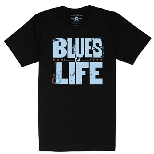 CLEARANCE - Medium Black The Blues Is Life T-Shirt - Lightweight Vintage Style