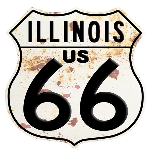 Illinois Route 66 Sign - 12" Aluminum