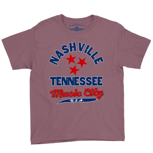 Nashville Tristar Music City Youth T-Shirt - Lightweight Vintage Children & Toddlers - youthheathermaroon