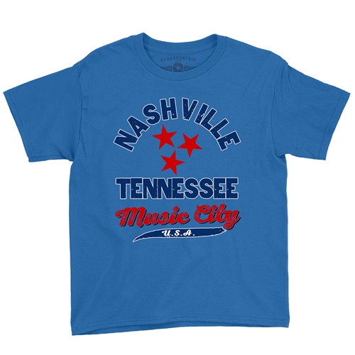 Nashville Tristar Music City Youth T-Shirt - Lightweight Vintage Children & Toddlers - youthroyalblue