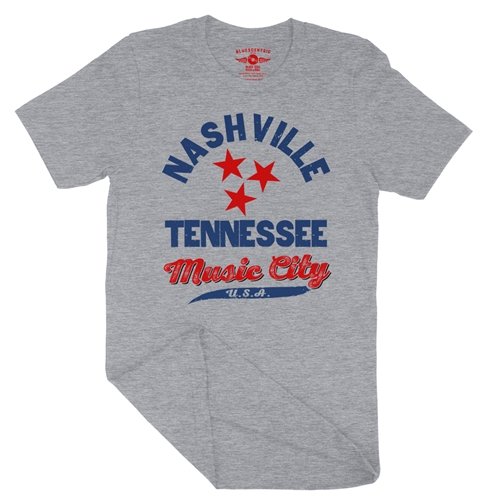 Nashville Tristar Music City T-Shirt - Lightweight Vintage Style - vintageathleticheather