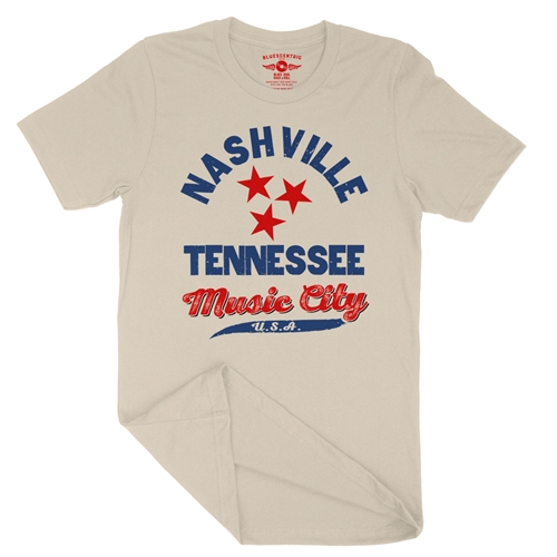 Nashville Tristar Music City T-Shirt - Lightweight Vintage Style - vintagecream