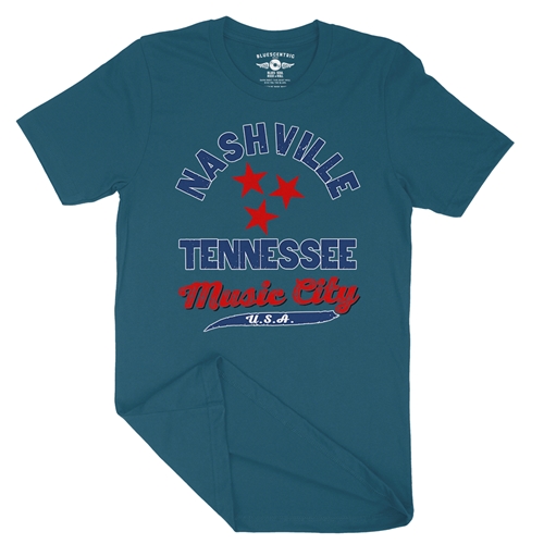 Nashville Tristar Music City T-Shirt - Lightweight Vintage Style - vintagedeepteal