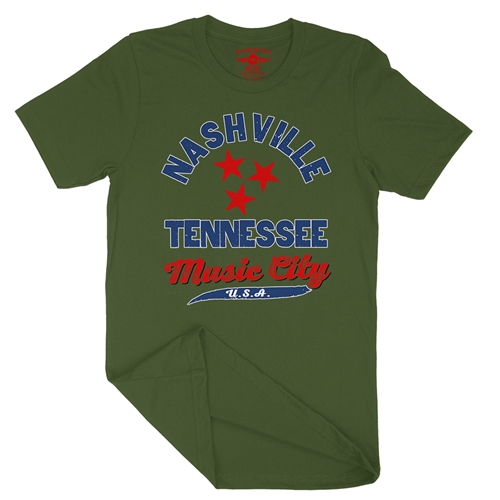 Nashville Tristar Music City T-Shirt - Lightweight Vintage Style - vintageolive