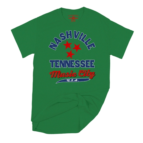 Nashville Tristar Music City T-Shirt - Classic Heavy Cotton - classickellygreen