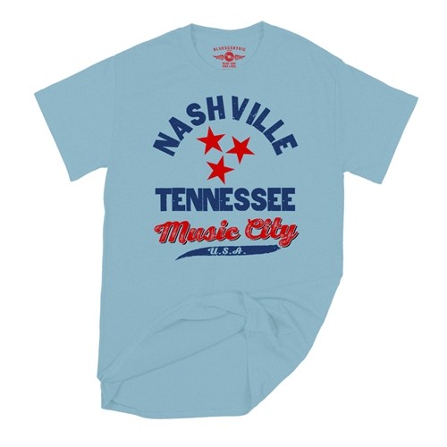 Nashville Tristar Music City T-Shirt - Classic Heavy Cotton - classiclightblue