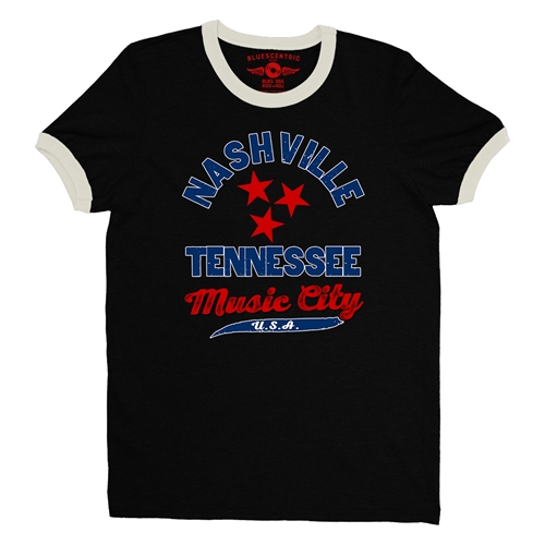 Nashville Tristar Music City Ringer T-Shirt - ringerblackcreamtrim