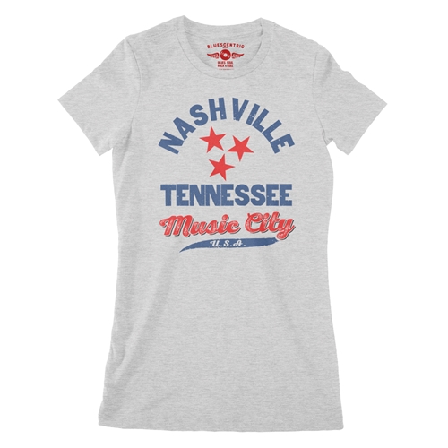 Nashville Tristar Music City Ladies T Shirt - Relaxed Fit - ladiesathleticheather