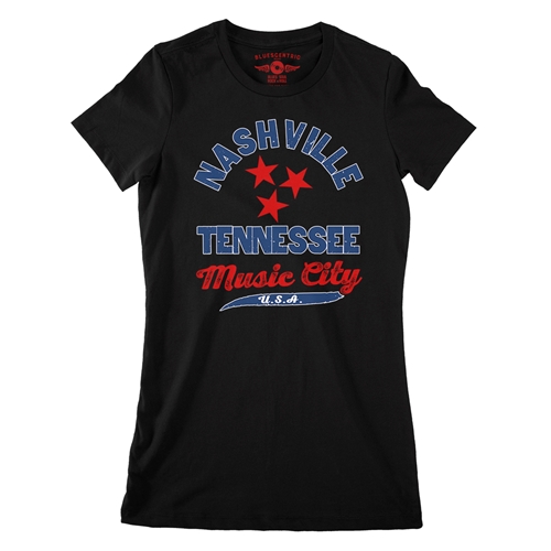 Nashville Tristar Music City Ladies T Shirt - Relaxed Fit - ladiesblack