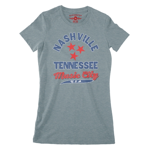 Nashville Tristar Music City Ladies T Shirt - Relaxed Fit - ladiesheatherdeepteal