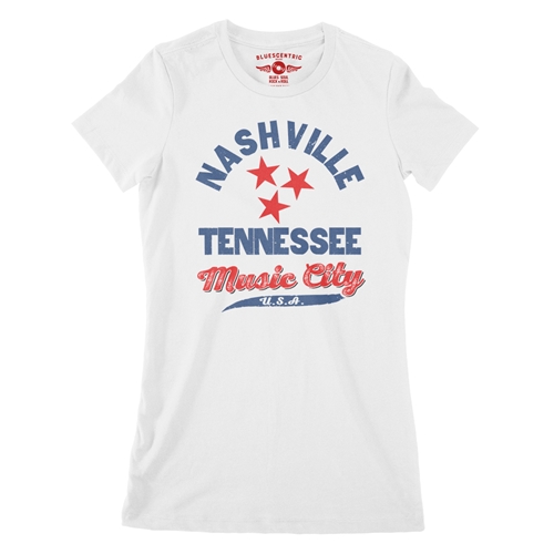 Nashville Tristar Music City Ladies T Shirt - Relaxed Fit - ladieswhite