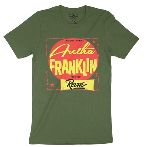 CLEARANCE - XL Olive The Aretha Franklin Revue T-Shirt - Lightweight Vintage Style