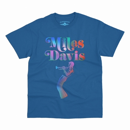 CLEARANCE - Large Blue Miles Davis Neon T-Shirt - Classic Heavy Cotton