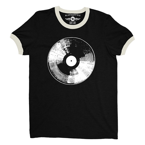 78 Vinyl Record Ringer T-Shirt - ringerblackcreamtrim