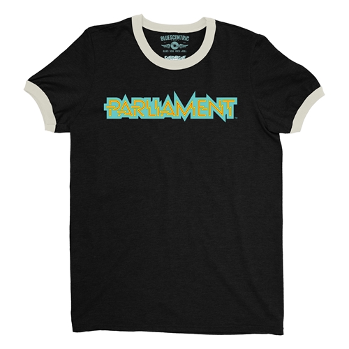 Parliament Band Logo Ringer T-Shirt - ringerblackcreamtrim