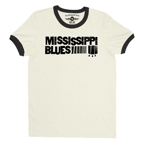 Grungy Mississippi Blues Ringer T-Shirt - ringernaturalblacktrim