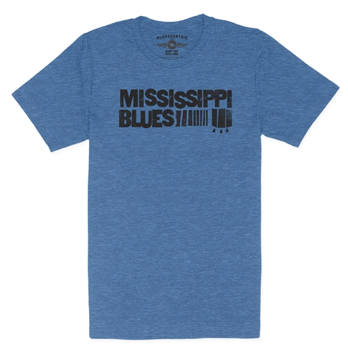 Grungy Mississippi Blues T-Shirt - Lightweight Vintage Style - vintageheatherroyalblue