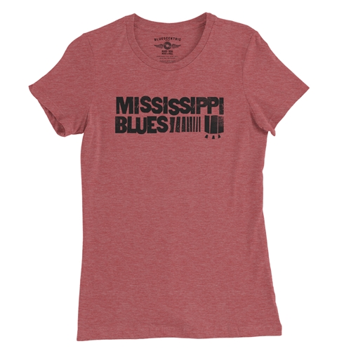 Grungy Mississippi Blues Ladies T Shirt - Relaxed Fit - ladiesheatherred