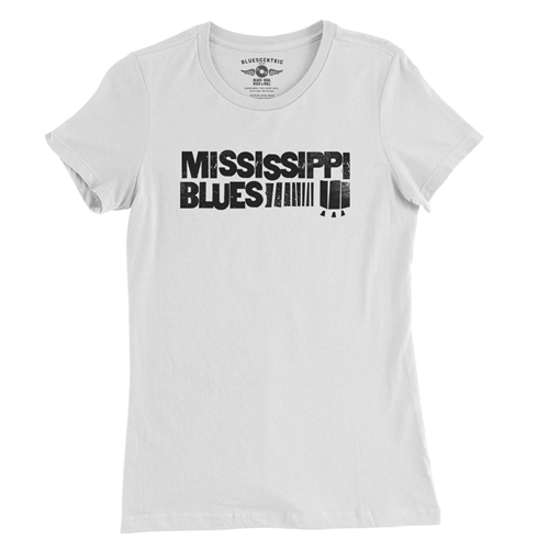 Grungy Mississippi Blues Ladies T Shirt - Relaxed Fit - ladieswhite