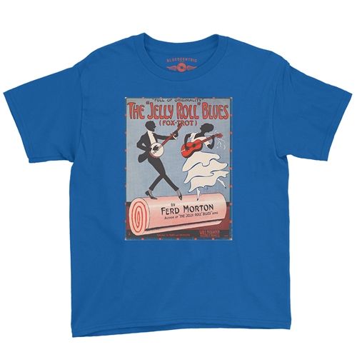  Jelly Roll Morton Poster Youth T-Shirt - Lightweight Vintage Children - youthroyalblue