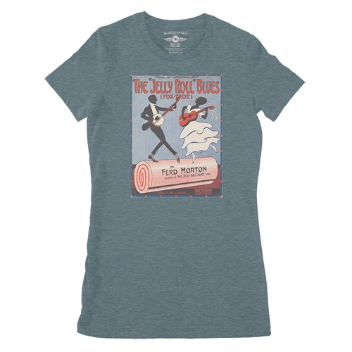 Jelly Roll Morton Poster Ladies T Shirt - Relaxed Fit - ladiesheatherdeepteal