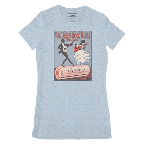 Jelly Roll Morton Poster Ladies T Shirt - Relaxed Fit - ladiesheatherprismblue