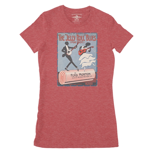 Jelly Roll Morton Poster Ladies T Shirt - Relaxed Fit - ladiesheatherred