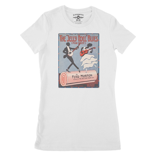 Jelly Roll Morton Poster Ladies T Shirt - Relaxed Fit - ladieswhite