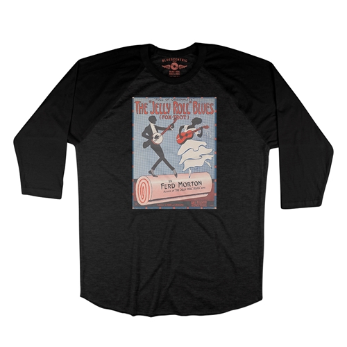 Jelly Roll Morton Poster Baseball T-Shirt - raglanblackblacksleeve