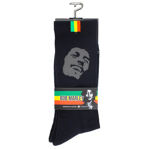 Bob Marley Silhouette Crew Knit Socks - 1 Pair, BLACK